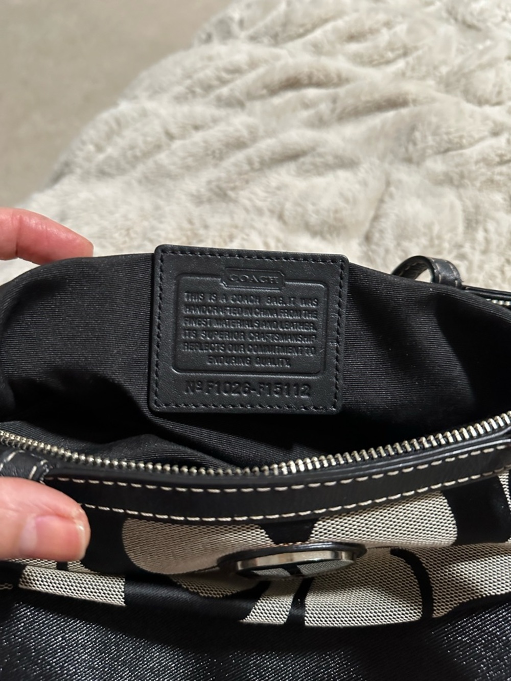 Coach Black and Tan Signature Canvas Tote - Picture 9 of 12